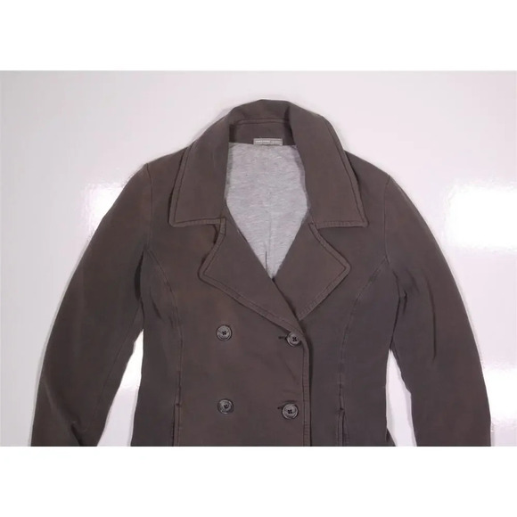 James Perse Double Breasted Cotton Pea Coat Style Sweater Jacket Gray Ladies 3/L - Picture 2 of 9